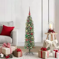 Dirbtinis lieknas Kalėdų medis su 150 LED Žalia ir balta 120 cm