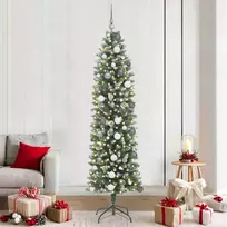 Dirbtinis lieknas Kalėdų medis su 300 LED Žalia ir balta 210 cm