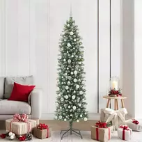 Dirbtinis lieknas Kalėdų medis su 300 LED Žalia ir balta 210 cm