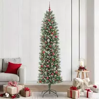 Dirbtinis lieknas Kalėdų medis su 300 LED Žalia ir balta 240 cm