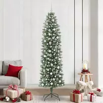 Dirbtinis lieknas Kalėdų medis su 300 LED Žalia ir balta 240 cm