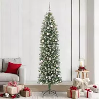 Dirbtinis lieknas Kalėdų medis su 300 LED Žalia ir balta 240 cm