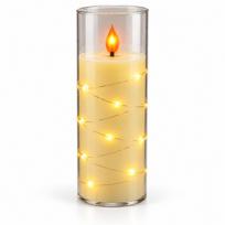 LED žvakė su dekoratyvine švieselių vielute 10756, 20 cm