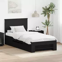 Lovos rėmas su galvūgalio Juoda 80 x 200 cm Apdirbta mediena