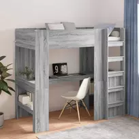 Dviaukštės lovos rėmas su stalu Pilkas Sonoma 80 x 200 cm