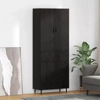 Aukštas spintelė su stalčių 2 pcs juoda ąžuolo