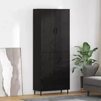 Aukštas spintelė su stalčių 2 pcs juoda ąžuolo