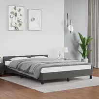 Lovos rėmas su galvūgaliu be čiužinio, pilkas, 140x200cm