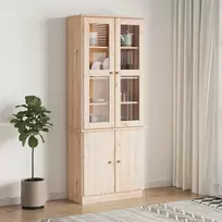 Stiklinė eksponavimo spintelė ALTA, 77x35x186,5cm, pušis