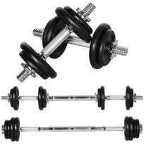2in1 hantelių rinkinys, reguliuojami 20 kg, dumbbell ir baras, nerūdijantis, neslystantis