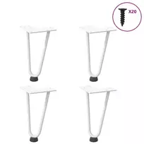 Kavos staliuko kojelės, 4 vnt., baltos, 20 cm, plienas, segtukai