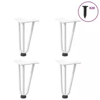 Kavos staliuko kojelės, 4 vnt., baltos, 20 cm, plienas, segtukai