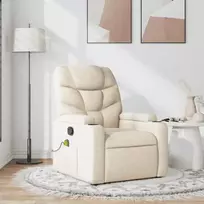 Atlošiamas masažinis krėslas, kreminės spalvos, audinys