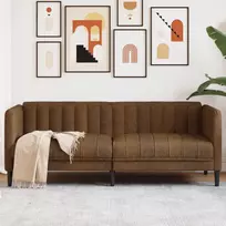 Dvivietė sofa, rudos spalvos, dirbtinė versta oda