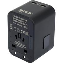 Universalus kelioninis maitinimo adapteris USB-C 65W USB QC3.0 Juoda YT-81303 Yato