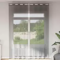 Voile užuolaidos su įvorėmis, 2vnt., tamsiai pilkas, 140x260cm