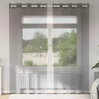 Voile užuolaidos su įvorėmis, 2vnt., tamsiai pilkas, 140x245cm