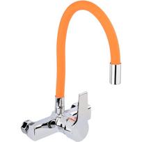 Fala virtuvės maišytuvas 75673, 150mm, 2 angos, žalvaris, oranžinė, lankstus snapelis, minkšto prisilietimo danga, vienos rankenos
