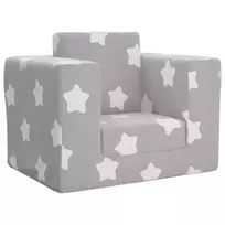 Vaikiška sofa-lova, pilka, minkštas pliušas, su žvaigždėmis