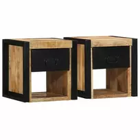 lovos spintelės 2 vnt 40x35x40cm masyvo neapdoroto medžio mango