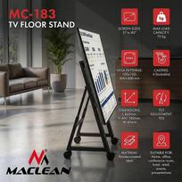 Maclean TV stovas MC-183, 37-80 col., VESA 800x400 mm, 75 kg, mobilus, ratukų fiksatorius, plienas