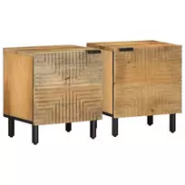 Spintelės prie lovos 2 vnt Ruda 40x33x46 cm medžio masyvo mango