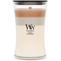 Woodwick žvakė 2674583E, 100mm, 180mm, 110-120h, kavos kvapas, cilindro formos, bronzinė, balta, 1 vnt, stiklo laikiklis, patalpų
