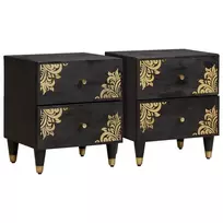 Šalia lovos spintelė su stalčių 2 pcs Juoda 40 x 33 x 46 cm