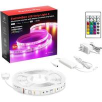 Switchbot LED juosta W1702110, 5 m, 18 W, 100 - 240 V, IP44, 2700 - 3000 K, 25000 h, G, daugiaspalvė, lipni, plokščias kabelis