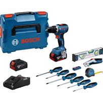 Bosch Powertools cordless drill/driver GSR 18V-65 Professional, professional set with hand tool (blue, 2x Li-Ion battery 5.0Ah, in L-BOXX)