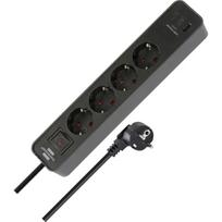 Brennenstuhl Ecolor 4-way power strip with 2x USB-C, 1x USB-A (black/anthracite, 1.5 meter cable, with safety switch)