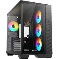 Sharkoon Steel Shark kompiuterio korpusas 4044951044924, ATX, 2x USB 3.0, 1x USB Type-C, 4 ventiliatoriai, grūdintas stiklas