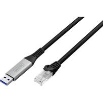 Digitus USB-A į RJ45 tinklo kabelis AK-300600-100-S, 10m, 1Gbit/s, USB 3.2 Gen1, Cat.6A S/FTP, LSZH, 26AWG, 4.5W, apvalus