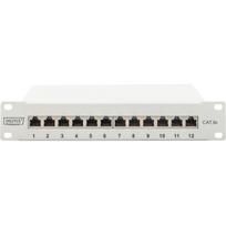 Digitus patch panelis DN-91612S-EA-G, 12 prievadai, Cat.6a, 10 colių, 1U, RJ45, LSA+, 10Gbit/s, 500 MHz, PoE+, ekranuotas