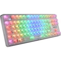 Sharkoon Crystal Shark žaidimų klaviatūra 4044951040131, 85%, DE išdėstymas, balta, USB, 2,4 GHz, KTT jungikliai, RGB, TKL