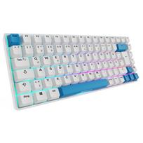 Sharkoon SKILLER SGK50 S3 PBT žaidimų klaviatūra, 75%, DE išdėstymas, Gateron G Pro 3.0 Yellow, balta/šviesiai mėlyna, USB-C, QMK