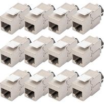 Digitus Keystone modulis DN-93617-12, 12 vnt, sidabrinis, Cat.6a, 10Gbit/s, 500MHz, PoE/PoE+/4PPoE, 360° ekranavimas, LSA
