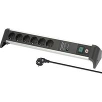Brennenstuhl Alu-Office-Line 6-way power strip for the desk, black/aluminum, 3-meter cable, 60,000A surge protection