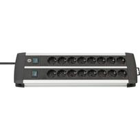 Brennenstuhl ilgintuvas 1391000916, 16 lizdai, 3m, 230V, H03VV-F 3G1,5mm², aliuminio korpusas, sidabrinis/juodas, 2 jungikliai