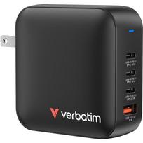 Verbatim Mini GaN įkroviklis 32216, 165W, 4 prievadai, 3x USB-C, 1x USB-A, GaN, greitasis įkrovimas, juodas