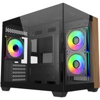 Cooler Master kompiuterio korpusas Elite 481 Wood E481-KHNN-S00, Mini bokštas, Micro ATX, ITX, 420 x 285 x 370 mm, juodas, medis