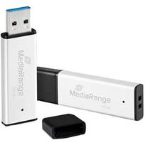 Mediarange USB atmintinė MR1902, 128GB, USB-A 3.2 Gen 1, aliuminio korpusas, sidabrinė/juoda