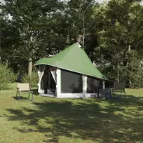 Tipi palapinė su stogu Žalia 404 x 370 x 270 cm tafta
