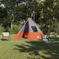 Tipi palapinė Pilka ir oranžinė 383 x 338 x 217 cm tafta