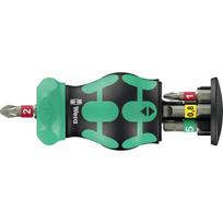 Wera Kraftform Kompakt Stubby Magazine RA 1, bit set black/green, 6-piece, 1/4", with ratchet function