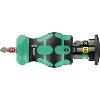 Wera Kraftform Kompakt Stubby Magazine RA 2, bit set black/green, 6-piece, 1/4", with ratchet function