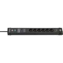 Brennenstuhl Premium-Line 1951160606 ilgintuvas, 6 lizdai, 3 m, 60000 A, 2x USB-A, 230 V, 16 A, juodas, su jungikliu