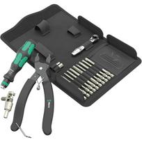 Wera 9532 Chain Riveter Workshop Set, 20-piece, tool set black/green, including reversible bit ratchet, 1/4"