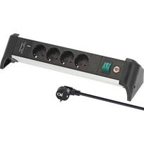 Brennenstuhl Alu-Office-Line 4-way power strip, 2x USB, for the desk, black/aluminum, 1.8 meter cable, USB-A, USB-C PD, with safety switch