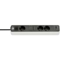 Brennenstuhl Ecolor 3-way power strip, 2x USB, with 3 countdown timers white/black, 1.5 meter cable, USB-A, USB-C, with safety switch